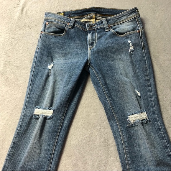 Lee 101+ Crop Distressed Ankle Denim Jeans - Picture 2 of 10